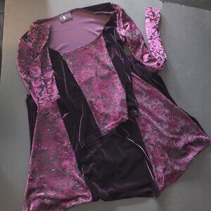 Vintage Goth Morbid Threads Velour Two-Piece Fitted Top and Maxi-skirt